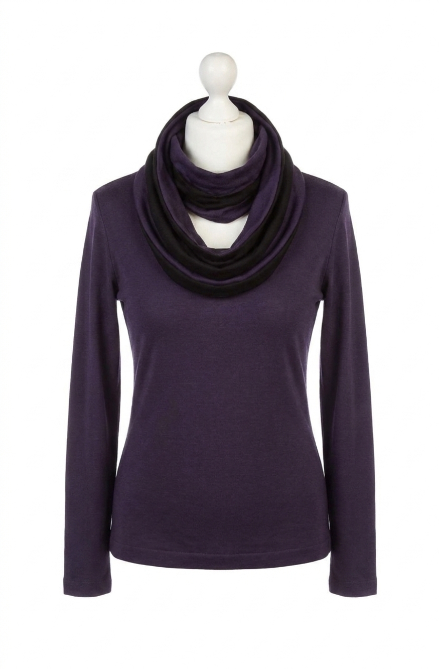 NEW ANGEL long sleeve scoop neck top in plum